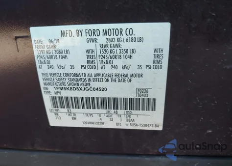 2018 Ford Explorer Xlt from USA, damaged, VIN 1FM5K8D8XJGC04520